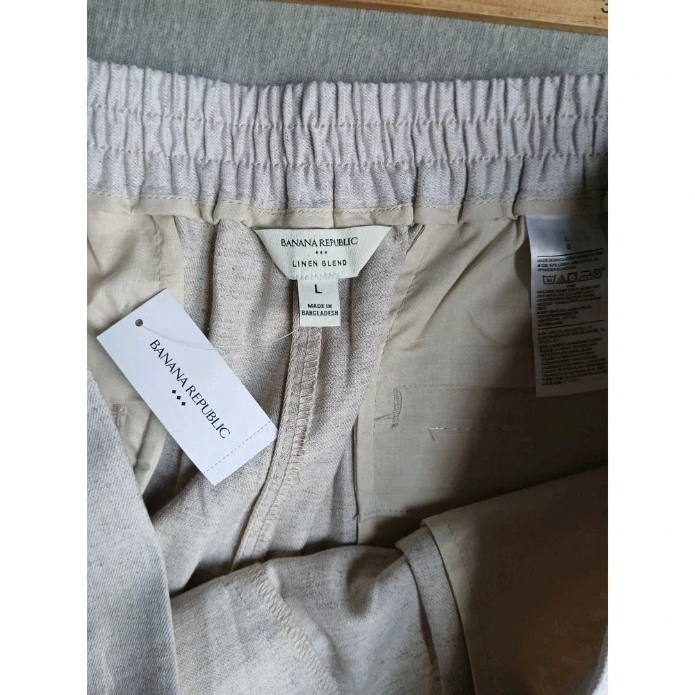Banana Republic Pants Large Linen Flax Blend Super Wide Leg Pleated New